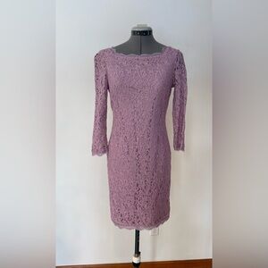 Adrianna Papell Lavender Lace Long Sleeve Dress